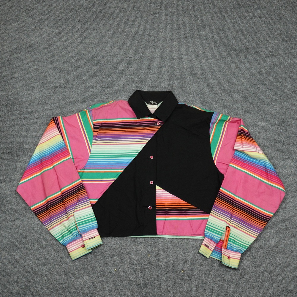 Vintage Roper Shirt Womens Medium Serape Stripe Asymmetrical Western USA